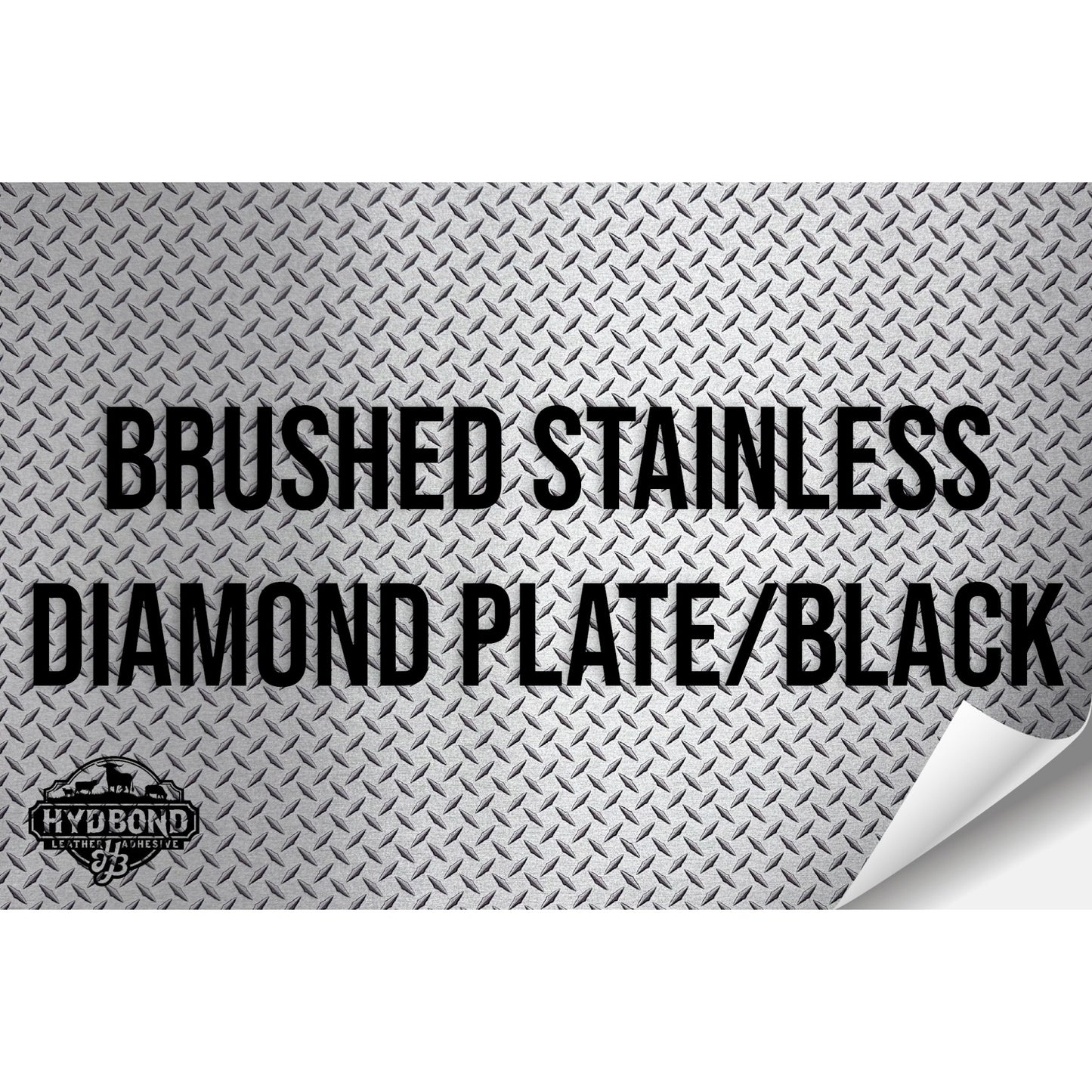 BRUSHED STAINLESS DIAMOND PLATE/BLACK HYDBOND LEATHERETTE SHEET (12"x24") COLORFAUX UV™ ULTRAHYD™