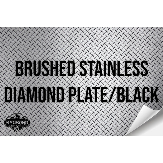 BRUSHED STAINLESS DIAMOND PLATE/BLACK HYDBOND LEATHERETTE SHEET (12"x24") COLORFAUX UV™ ULTRAHYD™