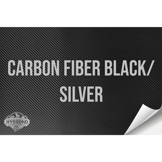 CARBON FIBER BLACK/SILVER HYDBOND LEATHERETTE SHEET (12"x24")