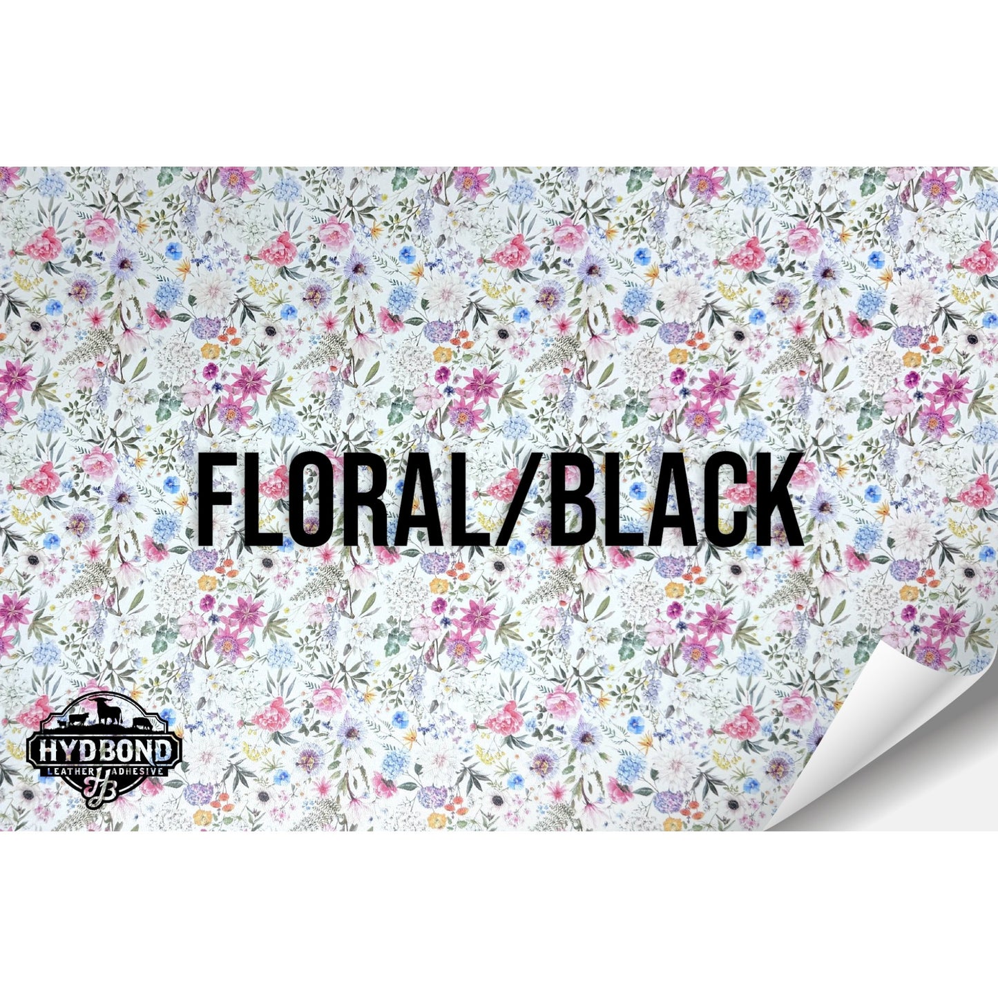 FLORAL/BLACK HYDBOND LEATHERETTE SHEET (12"x24") COLORFAUX UV™ ULTRAHYD™