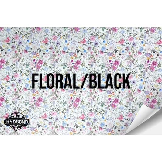 FLORAL/BLACK HYDBOND LEATHERETTE SHEET (12"x24") COLORFAUX UV™ ULTRAHYD™