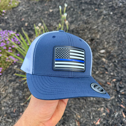 UV3D USA FLAG BLUE LINE WITH ADHESIVE-PRESS READY PATCH-3.5" x 2"