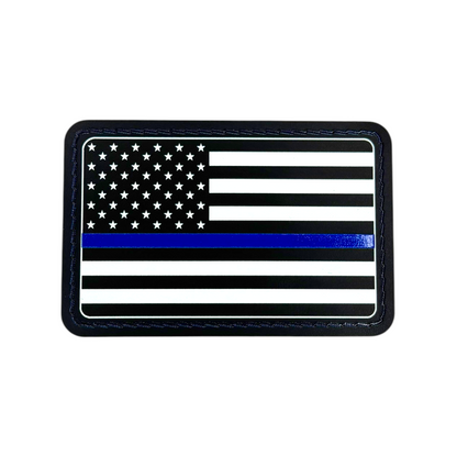 UV3D USA FLAG BLUE LINE WITH ADHESIVE-PRESS READY PATCH-3.5" x 2"