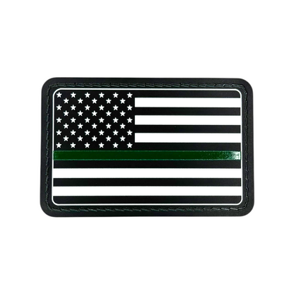 UV3D USA FLAG GREEN LINE WITH ADHESIVE-PRESS READY PATCH-3.5" x 2"