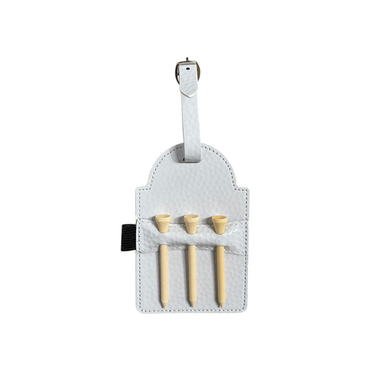 GLOSSY GOLF/BLACK HYDBOND LEATHERETTE FAIRWAYTAGS™ 5" x 3 1/4" WITH 3 WOODEN TEES