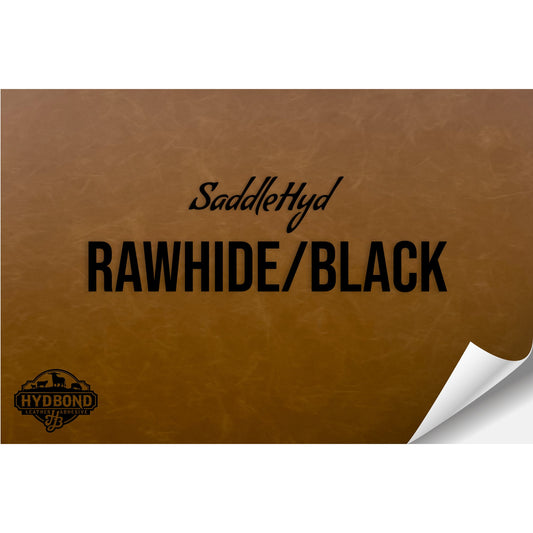 SADDLEHYD RAWHIDE/BLACK HYDBOND LEATHERETTE SHEET (12"x24") ULTRAHYD®