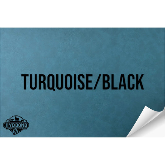 TURQUOISE/BLACK WITH ADHESIVE HYDBOND LEATHERETTE SHEET (12"x24") STANDARD