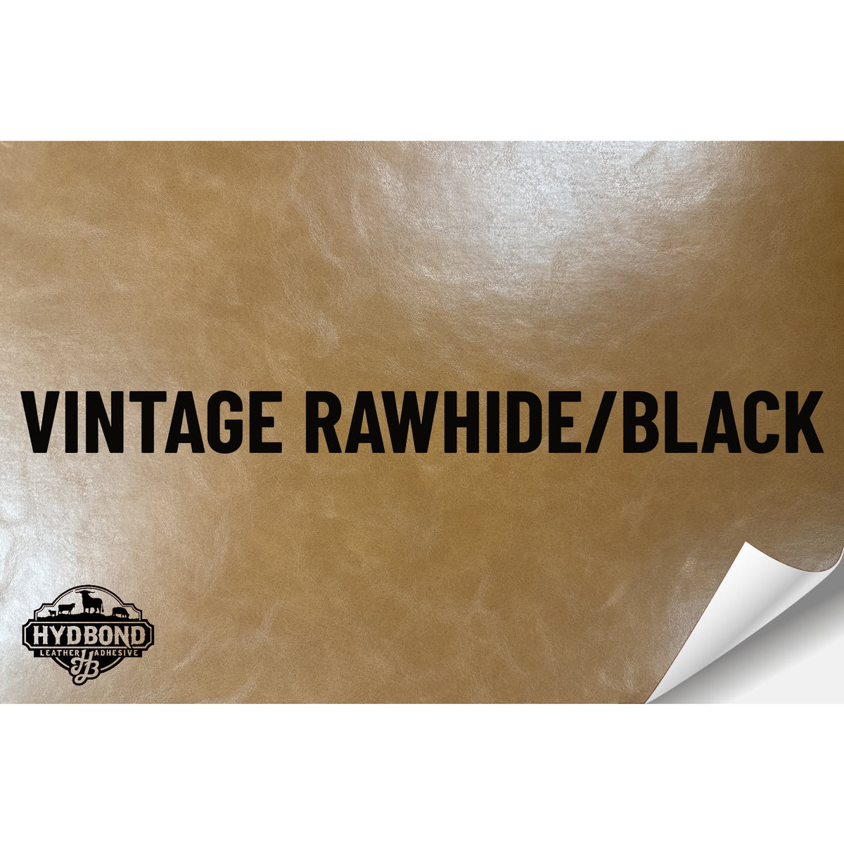 Vintage Rawhide/Black Hydbond UltraHyd leatherette sheet, 12x24, tan caramel glossy faux leather with peel-back adhesive liner